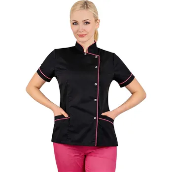 Zdravotnický oděv Žakiet kosmetický lékařský plášť černý s lemováním amarantovým (36)