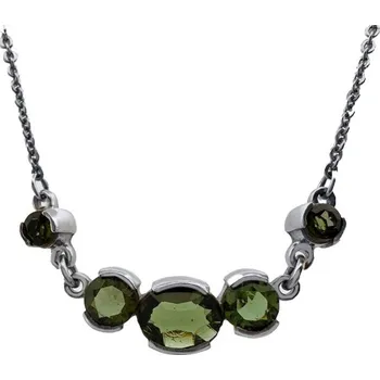 Náhrdelník Vltavín Moldavite Stříbrný náhrdelník s vltavíny P48 0006
