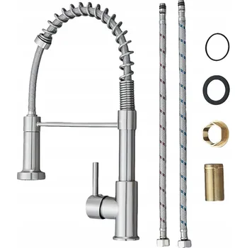 Vodovodní baterie KUCHYŇSKÁ BATERIE STOJÍCÍ S VYTAHOVACÍ SPRCHA ČERNÁ STŘÍBRNÁ NEREZOVÁ OCEL