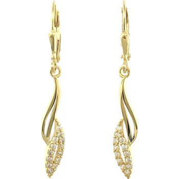 Náušnice Stříbrné pozlacené visací náušnice zirkonové