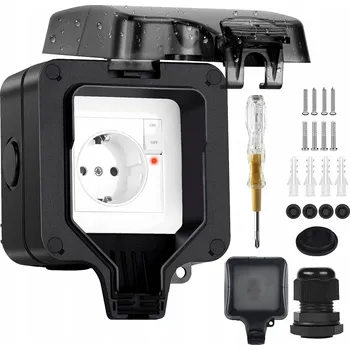 Elektrická zásuvka VENKOVNÍ ZAHRADNÍ VODOTĚSNÁ ZÁSUVKA IP66 250V