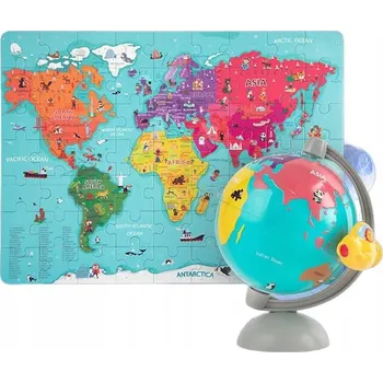 Puzzle Globus Puzzle Mapa světa v globusu, 64 dílků, Moudré Dítě Top Bright