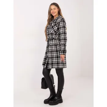 Černo-bílý dámský károvaný kabát -LK-PL-508342-1.67-black-white Velikost: 42