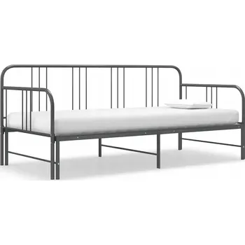 Pohovka Univerzální pohovka s výsuvnou postelí, kovová, šedá, 206x98x88 cm