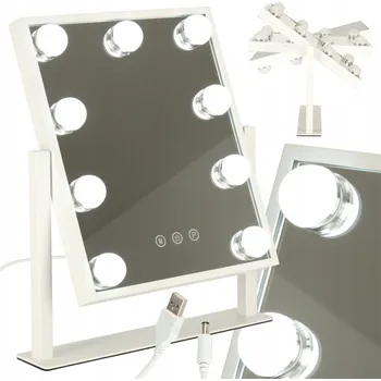 Zrcadlo Kosmetické zrcátko s LED osvětlením a USB napájením, 25 x 30 cm