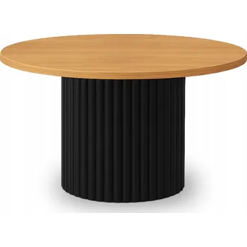 Konferenční stolek Kulatý konferenční stolek Ollio v barvě hikora s černou nohou, 75 cm
