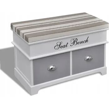 Zahradní lavice Stylová lavice s úložným prostorem, bílá, 69x34x45 cm