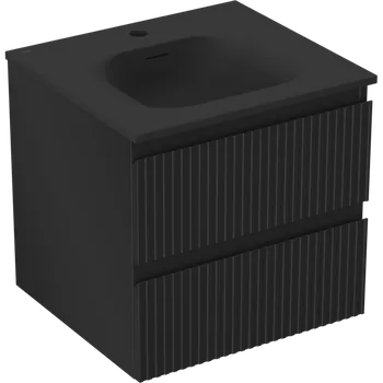 Koupelnový nábytek Mexen Rivel koupelnová skříňka 50 cm s umyvadlem Vela, 2 zásuvky, rýhovaná, černá mat - 91A20-05047-2-BFF71-W23M71 Skříňky s umyvadlem