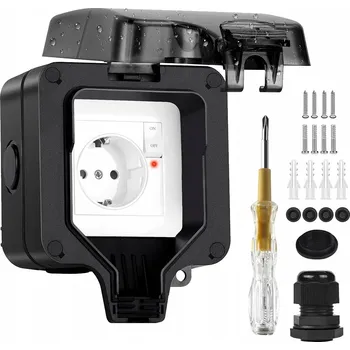 Elektrická zásuvka VENKOVNÍ ZAHRADNÍ ELEKTRICKÁ ZÁSUVKA VODOTĚSNÁ UTĚSNĚNÁ IP66