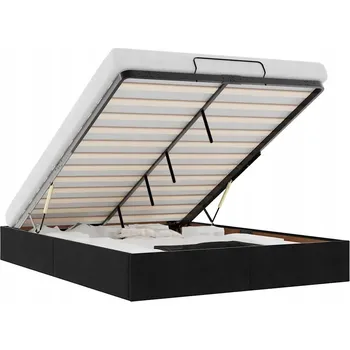 Postel Černý rám postele otoman 193x140x23,5 cm s úložným prostorem