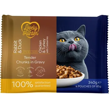 Krmivo pro kočku LOVELY HUNTER cat adult serilised KAPSIČKA wet set 4 x 85 g