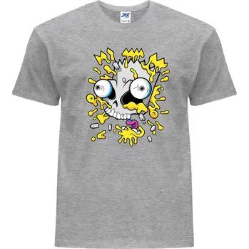 Pánské tričko levne-bavlnene-tricko-potisk-oblicej-bart-simpson Barva: Grey melange - šedá směs, velikost: M