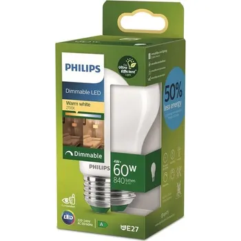 Stojací lampa Philips LED klasická žárovka, UltraEfficient, 60W, 840Lm, A60, E2700K, matné sklo, stmívatelné