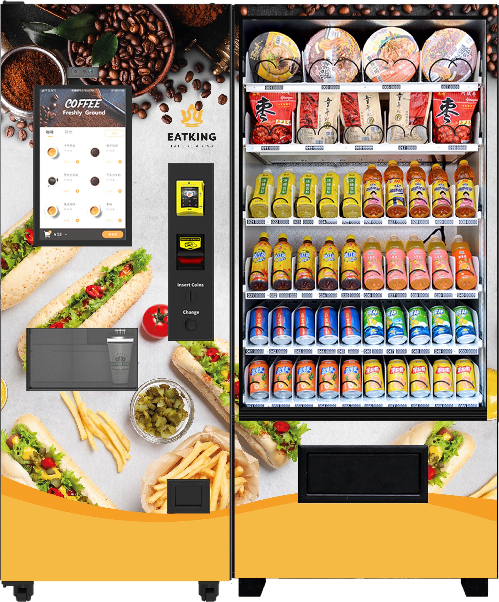 EATKING Kombinovaný automat na jídlo, nápoje a zrnkovou kávu