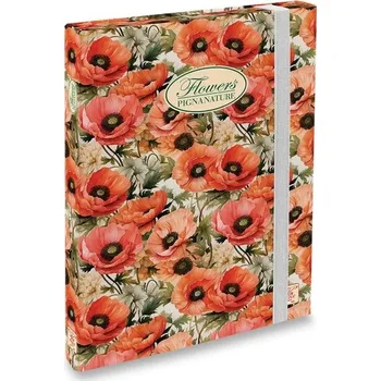 Box Pigna Nature Flowers - A4, hřbet 30 mm, mix motivů, Motiv Vlčí Máky na smetanovém podkladu