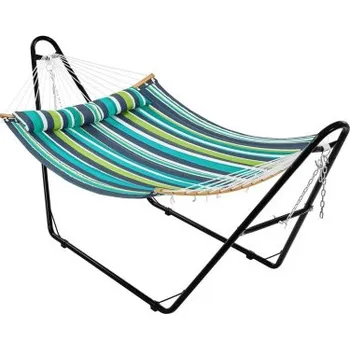 Zahradní nábytek Houpací síť 614600 green stripe, nosnost 215 kg - B YAHEETECH