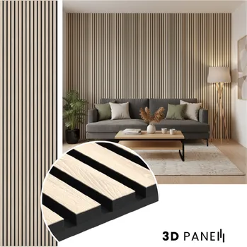 akustický panel akustický panel 3D, 60 x 260 cm T vzor dub bílý vymývaný, dřevěná dýha