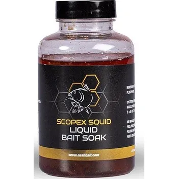 Návnadové aroma Nash Dip Liquid Bait Soak Scopex Squid 250ml
