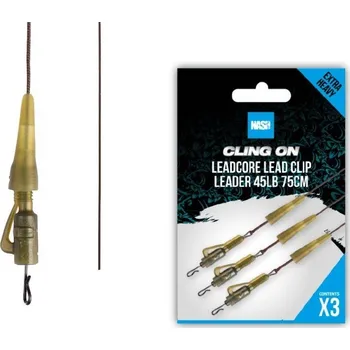 Nash Montáž Cling On Unleaded Lead Clip Leader 75cm 45lb 3ks