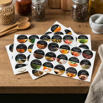 Sklenice Štítky / Nálepky na kořenící sklenice podepsané TADAR 96 ks.