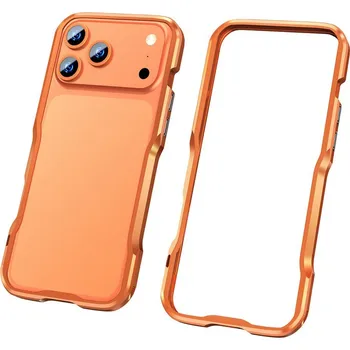 Pouzdro na mobilní telefon Kryt LUPHIE pro iPhone 17 Pro Max - kovový rámeček - oranžový