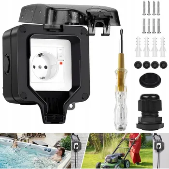 Elektrická zásuvka VENKOVNÍ VODOTĚSNÁ ZÁSUVKA IP66, VODĚODOLNÁ ZÁSUVKA 250V