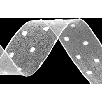 Stuha Organzová stuha s nopky šíře 40 mm Varianta: bílá, Balení: 90 m