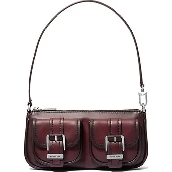 Michael Kors malá kabelka pochette leštěná kůže vínová