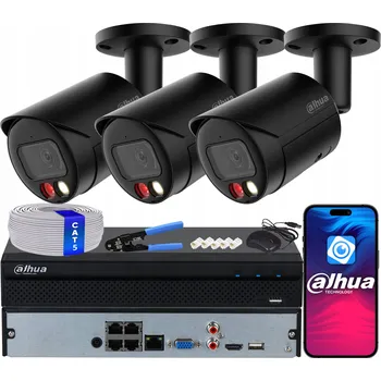 Bezpečnostní kamera Monitorovací sada DAHUA 3x 4MPx WizSense IPC-HFW2449S-S-IL-0280B-B PoE