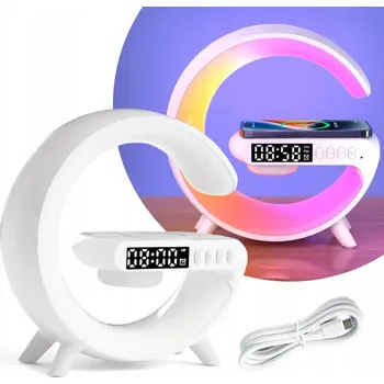 Lampička LED Lampička Barevná Noční Stolní Indukční Nabíječka Budík Reproduktor