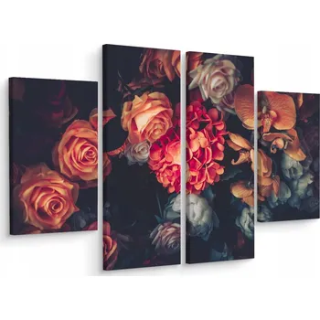 Obraz Čtyřdílný obraz KVĚTINY Rostliny Retro 3D 80x60