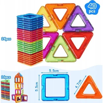ostatní stavebnice BAREVNÉ MAGNETICKÉ STAVEBNICE TVŮRČÍ ZÁBAVA PRO DĚTI, DÁRKOVÁ DÁREK 40 ks