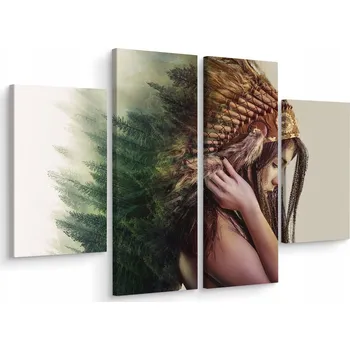 Obraz Čtyřdílný obraz ŽENA Stromy Koláž 3D 200x150