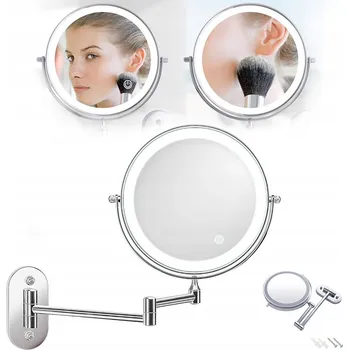 Zrcadlo Kosmetické zrcátko s LED osvětlením a zvětšením 1X/10X, ZRCADLO