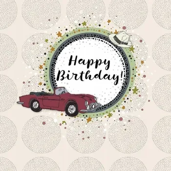 Obraz Clear Creations Přání čtverec CL0213 Narozeniny - auto