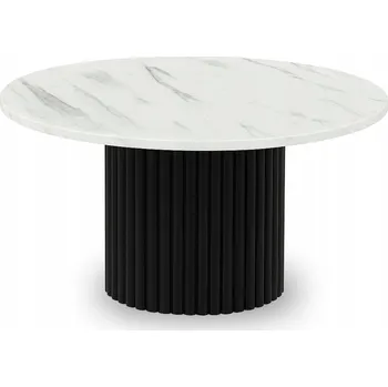 Konferenční stolek Konferenční stolek Ollio kulatý, světle mramorový s černou nohou, 58 cm