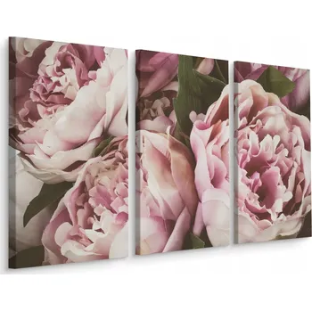 Obraz Obraz TRYPTYCH Pivoňky ve Vintage 3D stylu 60x40