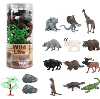 Figurka SADA VELKÝCH FIGUREK ZVÍŘAT SAFARI DIVOKÁ ZOO KONTEJNER XXL FARMA WOOPIE