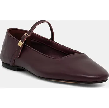 Dámské baleríny Kožené baleríny Tommy Hilfiger SMOOTH LEATHER MARYJANE FW0FW09152 burgundské 93X, EUR 40