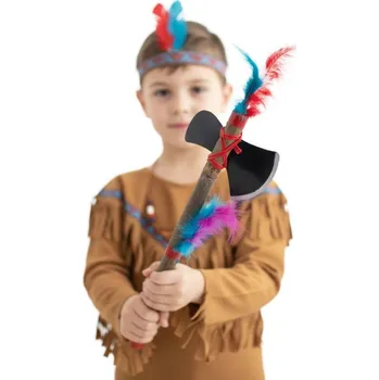 Karnevalový doplněk Tomahawk indiánská sekera s peřím 40cm