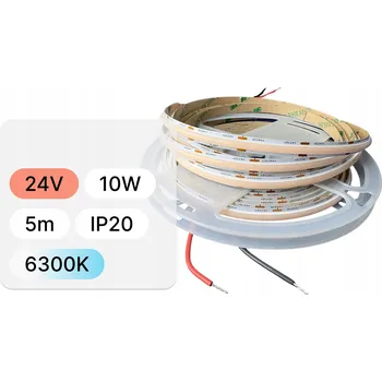 LED páska 5m LED pásek 24V COB DOB 10W studená bílá 6300K vysoká účinnost 110lm/W