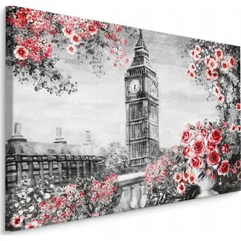 Obraz Obraz do Ložnice BIG BEN Květiny Výhled 3D 30x20