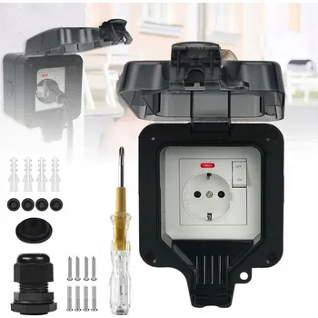 Elektrická zásuvka VENKOVNÍ ZAHRADNÍ ELEKTRICKÁ ZÁSUVKA VODOTĚSNÁ UTĚSNĚNÁ IP66