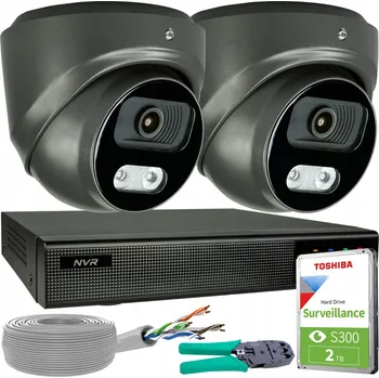 Bezpečnostní kamera Sada 2 Grafitových IP Kamer 8MP 4K POE Detekce Osob a Vozidel HDD