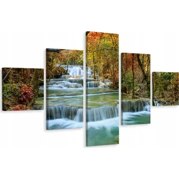 Obraz Vícedílný obraz Vodopád stromy 3D 150x90
