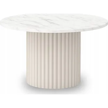 Konferenční stolek Kulatý konferenční stolek Ollio v barvě světlý mramor s kašmírovou nohou 58 cm