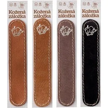 Doplněk ke knize Kožená záložka do knihy Býk - kůže hnědá semiš, zlatá ražba