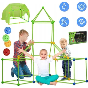 ostatní stavebnice KONSTRUKČNÍ SADA SLÁMKY STAN ZÁKLADNA TYČKY KULIČKY STAVEBNICE ZÁKLADNA 180 DÍLKŮ