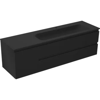 Koupelnový nábytek Mexen Orio koupelnová skříňka 160 cm s umyvadlem Vela pravá, 2S, 1D, černá mat - 91A13-16047-3-BBFFF71-W23P71 Skříňky s umyvadlem