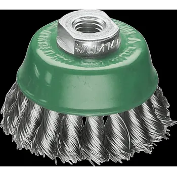 Drátěný kartáč Lessmann 480717 | Splétaný hrncový kartáč bez přítlačného kroužku 1řadý 80 mm M14x2,0 / 0,35 nerezový drát hladký